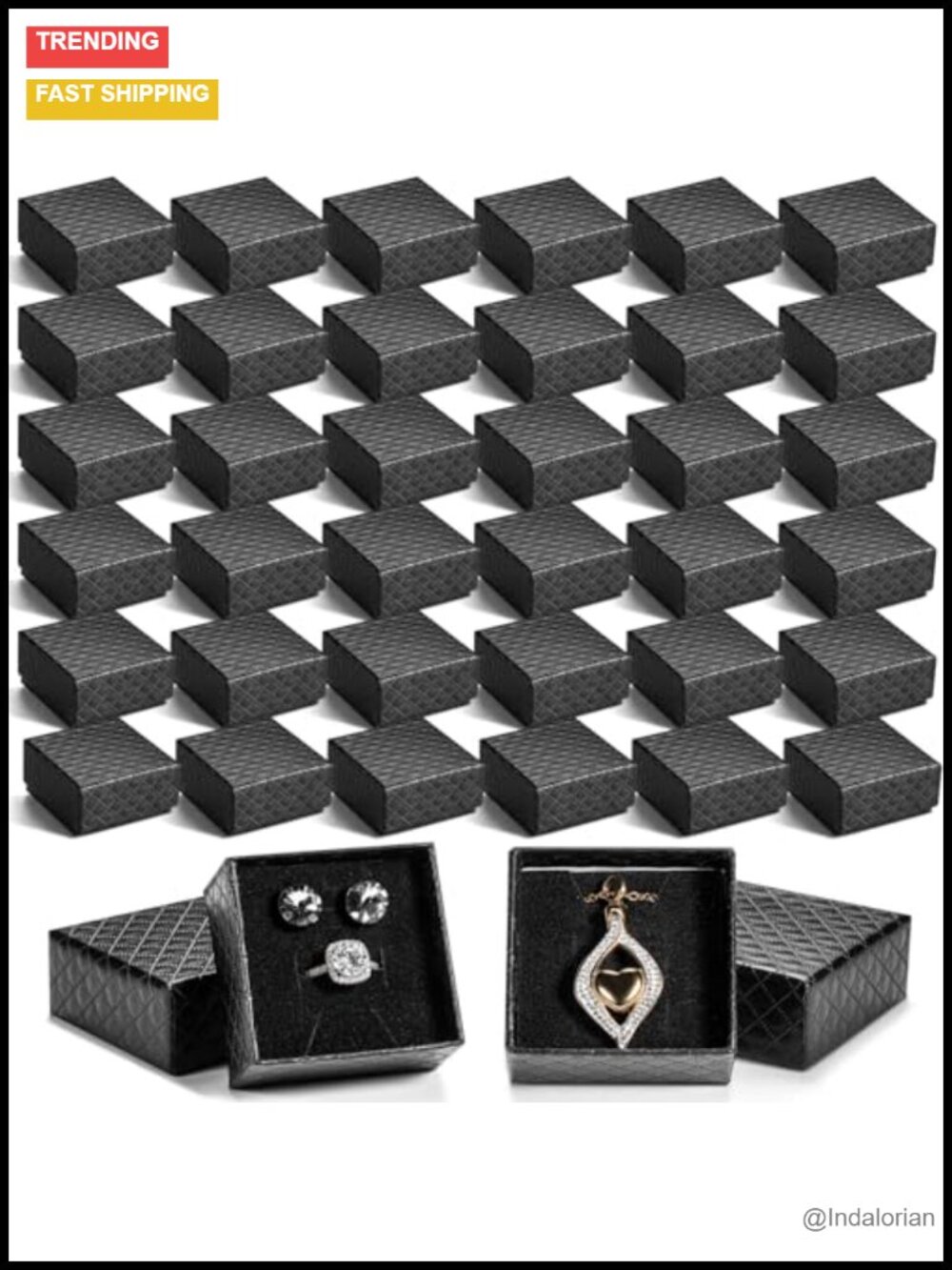 100 Pack Velvet Sponge Lined Jewelry Gift Boxes Cardboard Ring Earrings Storage